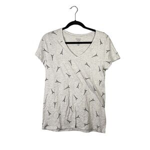 Gap Factory Favorite Tee Short Sleeve V Neck Top Blouse Eiffel Tower Size Medium